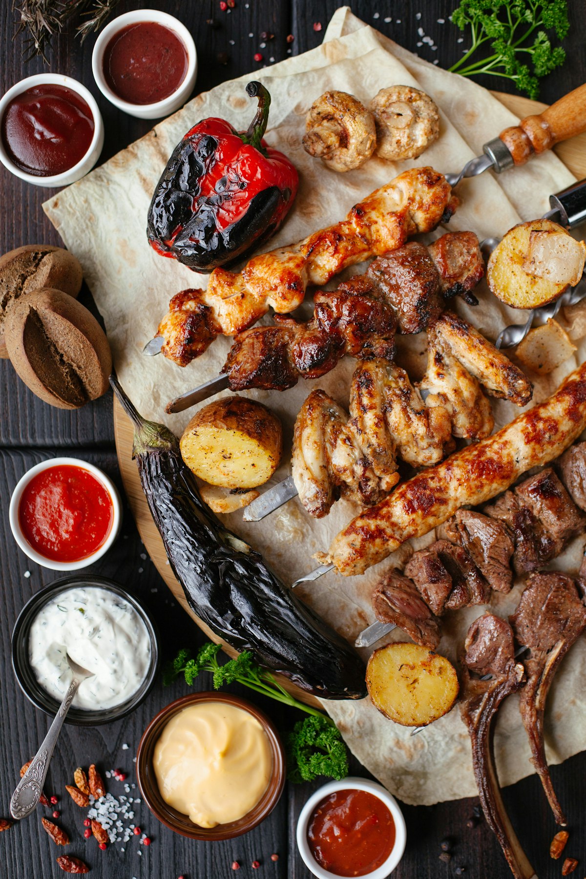 Delicious food spread at a potluck dinner